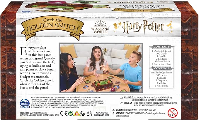 Harry Potter Catch The Golden Snitch, A Quidditch Board Game for Witches, Wizards and Muggles, Family Game Ages 8 & up