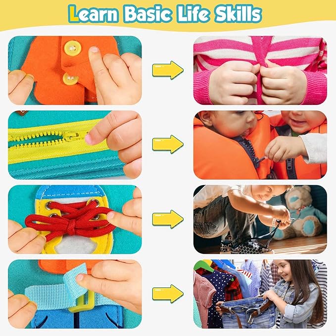 Toddler Busy Board - Montessori Toys for 2-3 Year Old Boy Birthday Gift, Educational Learning Sensory Busy Book for Two Year Old Boys, Airplane Car Travel Activities Toy for Kids Ages 2-4