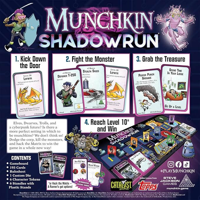 Steve Jackson Games Munchkin Shadowrun – Cyberpunk Fantasy Card Board Game Humorous and Strategic for 3 to 6 Players Ages 14+