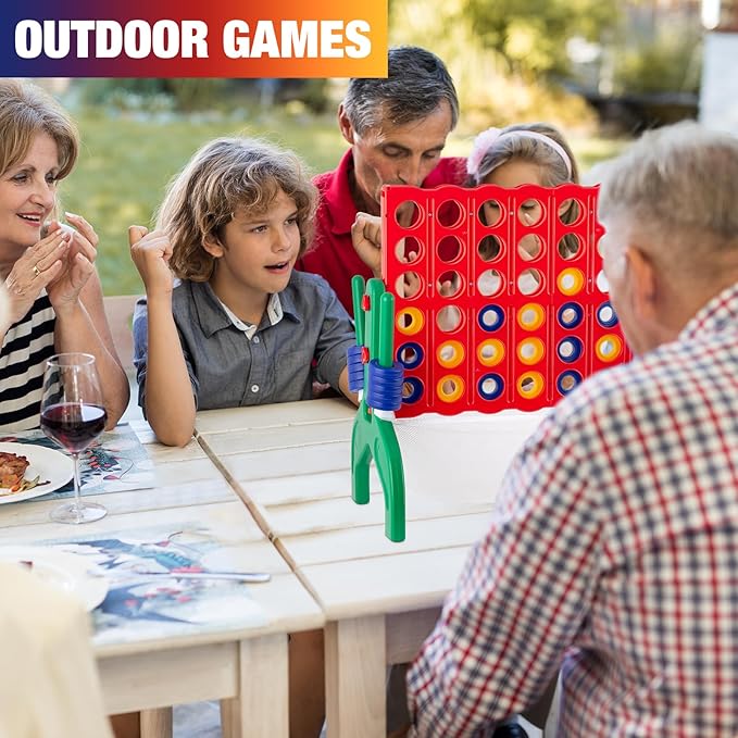 1.9 Feet Giant 4 in A Row Game, Large 4-to-Score Connect Game Set for Kids and Adults Yard/Lawn/Camping/Beach Outdoor Games, Indoor Family Kids Friends Party Game