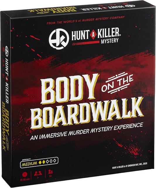 Hunt A Killer: Body On The Boardwalk, Catch the Amusement Park Killer, Interactive Unsolved Mysteries Game, Mystery Box for Game Night, Murder Mysteries Card, Puzzle & Board Games, For Ages 14+