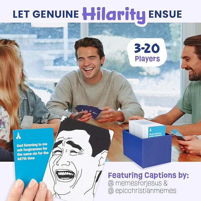 for Family Fun– Clean, Hilarious Bible Game with 75 Memes & 360 Faith-Based Captions – Family Meme Game, Christian Gift for Teens & Adults 10+, & Youth Group Bible Card Game