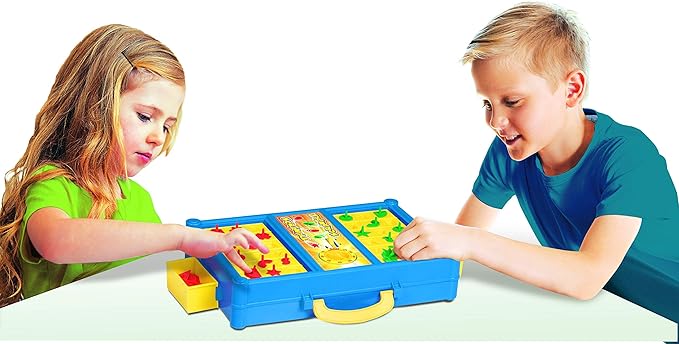 MUKIKIM Scramble - Shape Matching Family Board Game! Sorting Shapes Fast Before The Time is Up & Pieces Pop Out! Play Solo/with Friends. 12-Shape Junior Version Plates Included!
