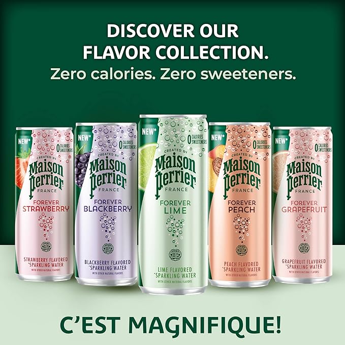 Maison Perrier Forever Lime Flavored Sparkling Water, 11.15 Fl Oz Cans, 8 Count, 3 Pack