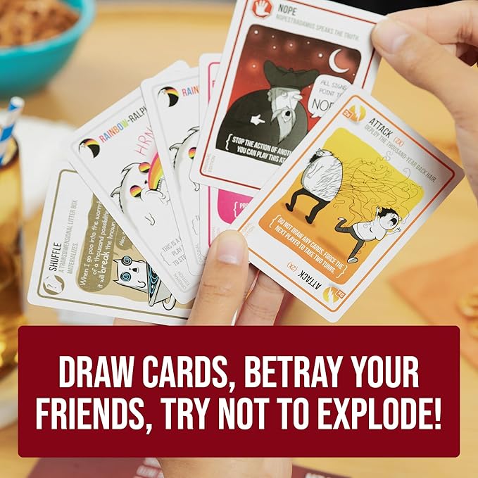 Exploding Kittens Original Edition - Hilarious Game for Family Game Night - Funny Card Games for Ages 7 and Up - 56 Cards - 2-5 Players - 15 Minutes of Play