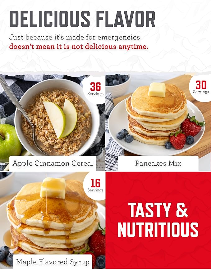 ReadyWise Emergency Food Supply - 120 Servings Breakfast Bucket, Freeze Dried & Dehydrated Meals, Survival Food Kit for Backpacking, Camping Essentials & Prepping Supplies, up to 25 Year Shelf Life