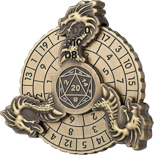Spinner DND Dice, 7-in-1 Dragon Metallic D&D Dice, Dragon Roulette Dice Spinner for DND Dice Set, DND Gifts with Gift Box, Role Playing Board Game Accessories, DND Dice Set Gifts, Bronze