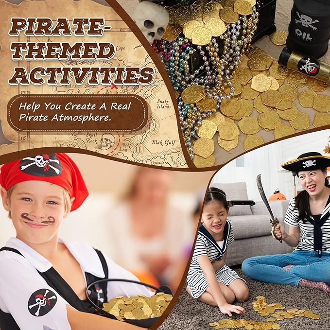 Hanaive 100 Pcs Metal Pirate Coins Bulk Gold Fake Coins Spanish Doubloon Tokens for Kids Board Games Pirate Party Cosplay(Irregular)