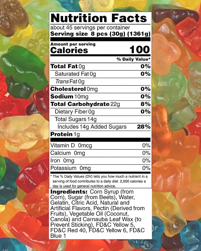Assorted Flavored Gourmet Gummy Bear Mix - Mega Mix Fruity Gummy Bears Candy - Delicious Soft Textured Assortment, by Queen City Candy Cave (3 Pound)