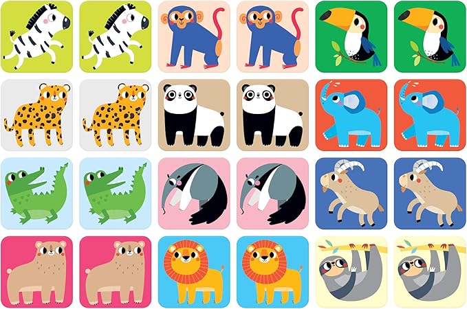 Banana Panda Suuuper Size Memory Game - Wild Animals - Classic Toddler Game includes 24 Extra-Large Cards - Play Matching Games, Use as Flashcards, for little kids ages 2-4 years