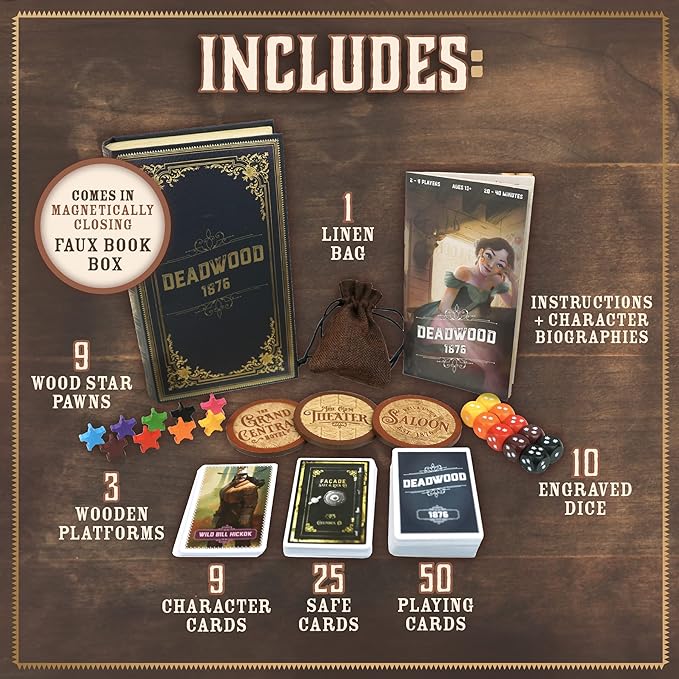 Facade Dark Cites Series Board Game of Strategy, Deceit, and Luck - Card Game for Teens Adults and Family - Deadwood 1876