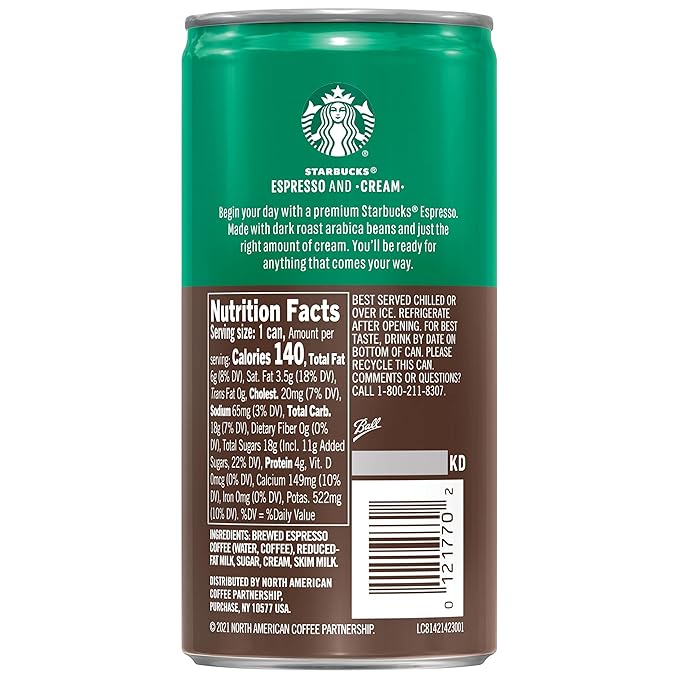 Starbucks - RTD Coffee Espresso And Cream, 6.5oz Cans (12 Pack) (Packaging May Vary)