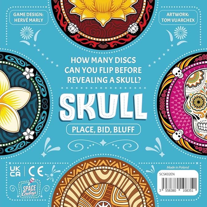 Space Cowboys Skull Party Game - Bluffing and Strategy Game Fun for Game Night, Family Board Game for Kids & Adults, Ages 13+, 3-6 Players, 30 Minute Playtime, Made