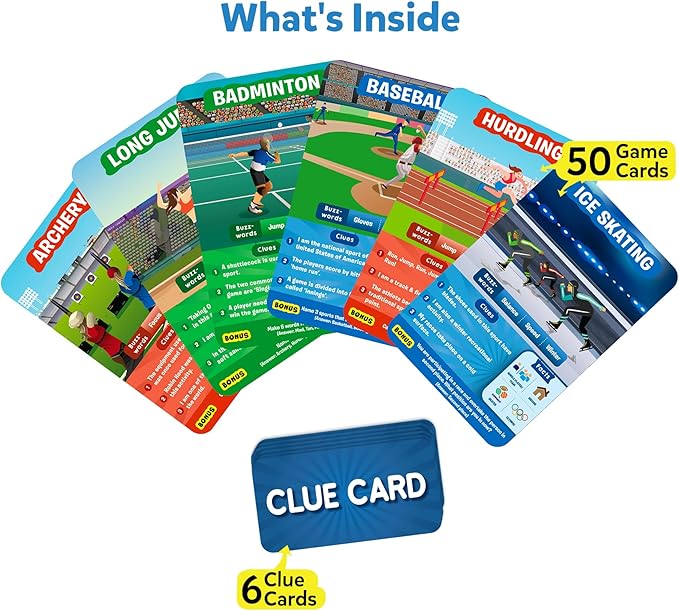 Skillmatics Guess in 10 Sports, Perfect for Boys, Girls, Kids, and Families Who Love Card Games, Toys, Travel Games, Gifts for Ages 6, 7, 8, 9 and Up