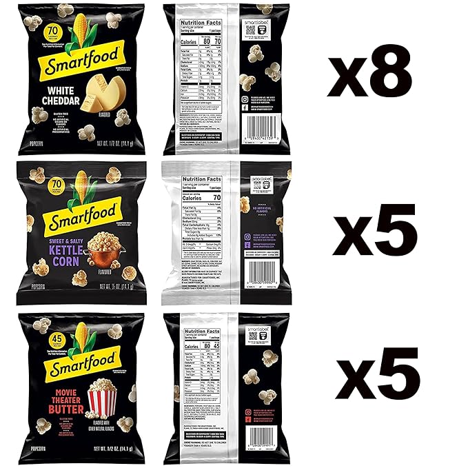 Smartfood Popcorn, Variety Pack, 0.5 Ounce (Pack of 18)