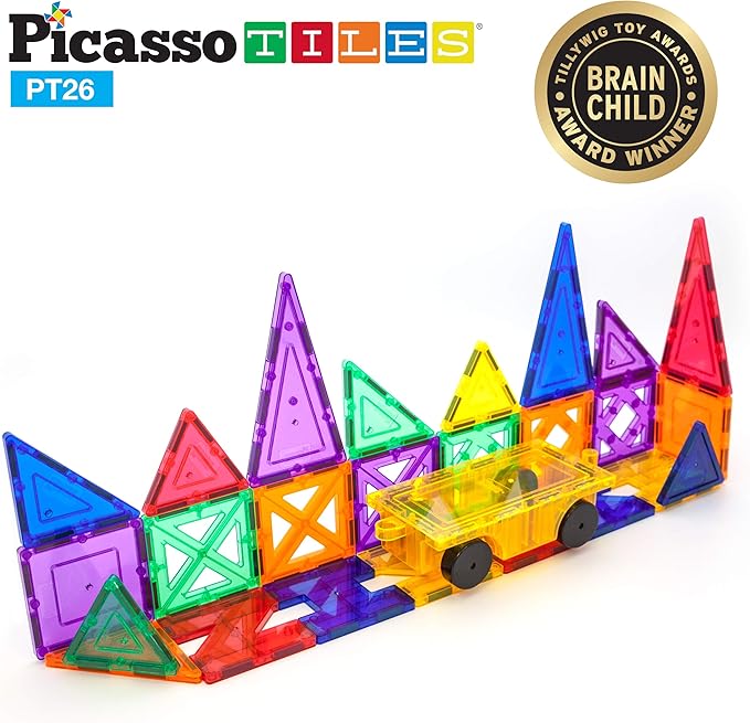 PicassoTiles Building Blocks Inspirational Kit 3D Building Construction Toys Clear Magnetic Stacking Set STEM Playboards Magnet Felt Tiles Novelty Games, Creativity Beyond Imagination