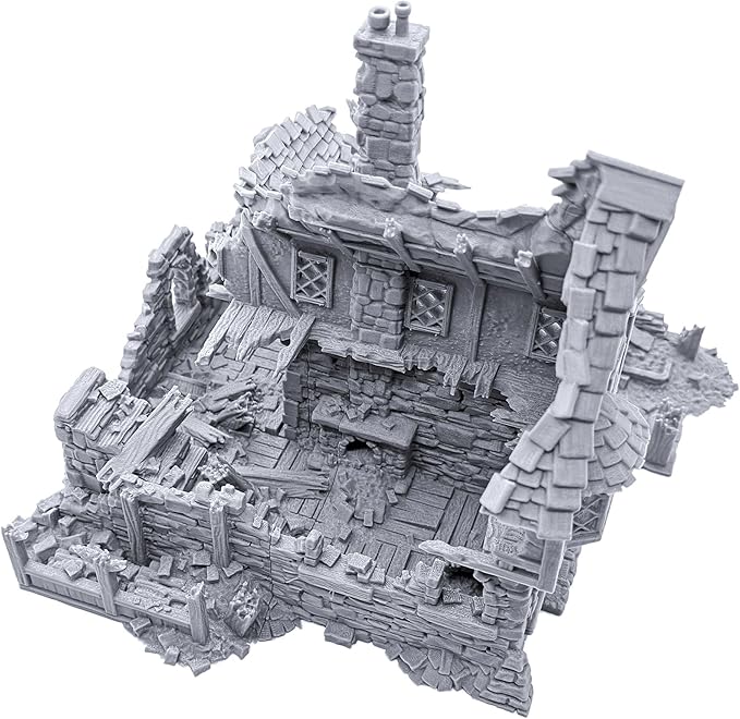 EnderToys Ruined Winterdale Tavern by Printable Scenery, 3D Printed Tabletop RPG Scenery and Wargame Terrain 28mm Miniatures