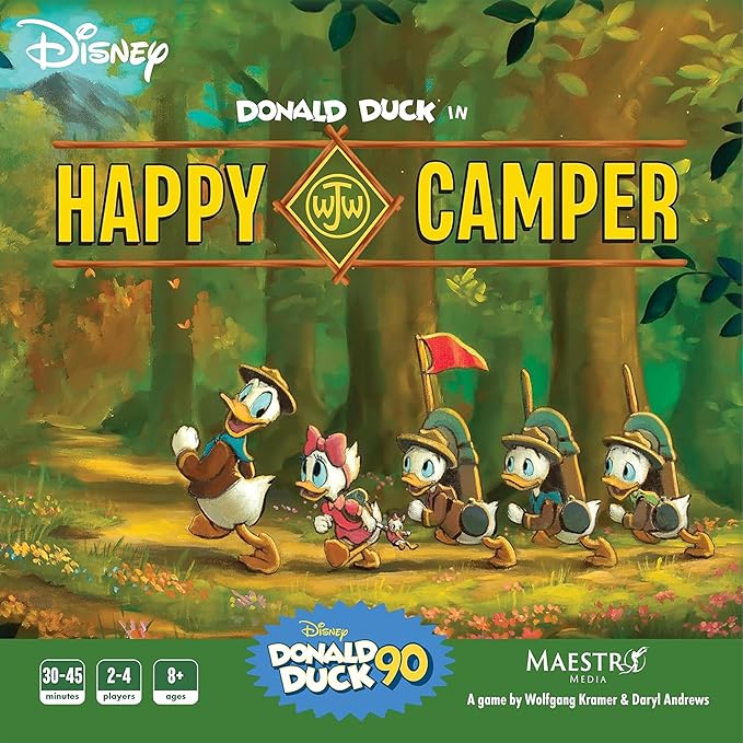 Walt Disney's Donald Duck in Happy Camper - Family Strategy Board Game, Officially Licensed, Family & Kids Ages 8+, 2-5 Players, 30 Min