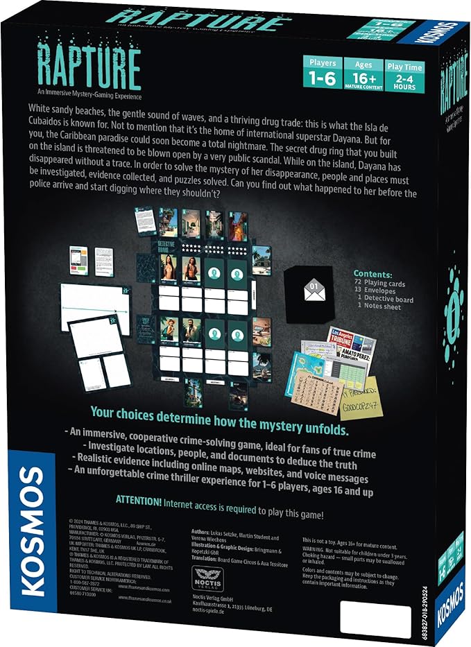 Thames & Kosmos Masters of Crime: Rapture | Murder Mystery Game | Pop Star | Who-Dun-It | Co-op Game | 1+ Players | Ages 16+