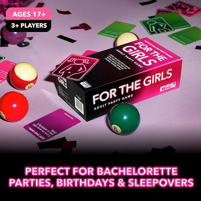 For The Girls Card Game by Relatable, The Viral Girls Night Adult Party Game, Great for Bachelorette Party Games, Girls Weekends and Fun Girls Trips, Includes a die, and 400 Cards Across 5 Categories
