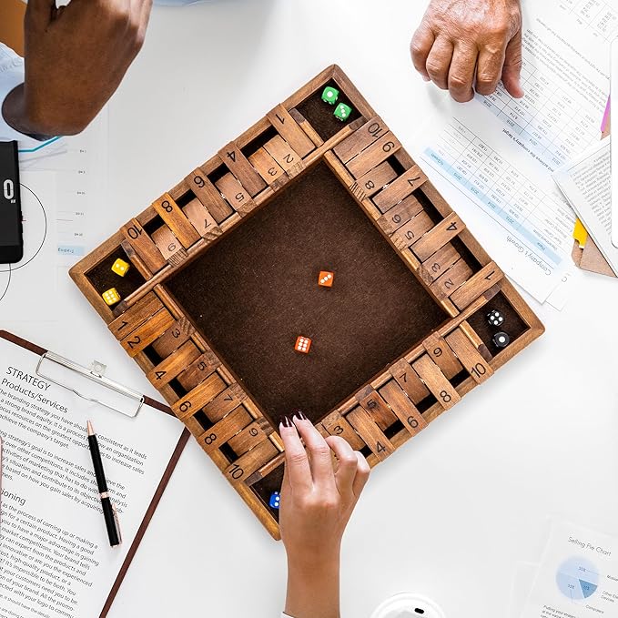 ropoda 14 Inches 4-Way Board Game (2-4 Players) for Kids & Adults [Large Wooden Game, 8 Dice + Rules] Smart Addition Learning Game – Vantage Style