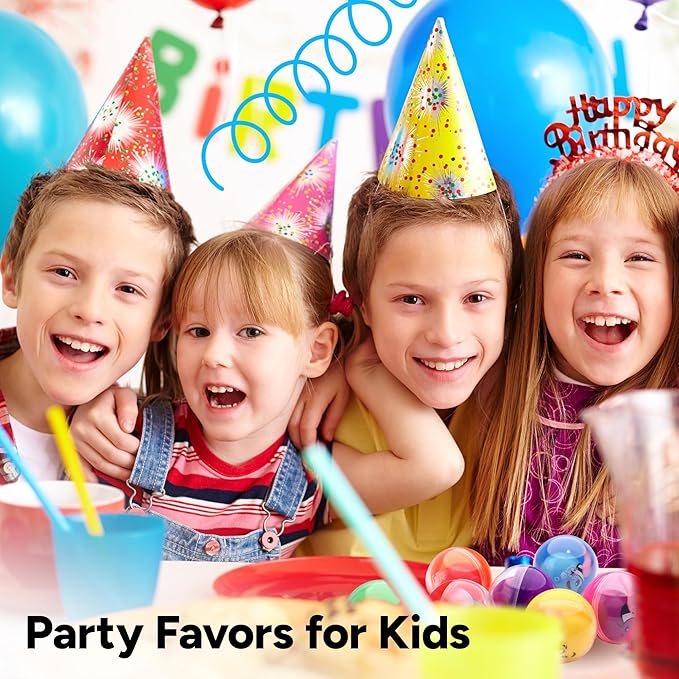 Entervending Empty Clear-Colored Round Capsules 2 inch 25 pcs Bulk 7 Colors Capsule for Toy Gumball Machines Plastic Containers Surprise for Kids Party