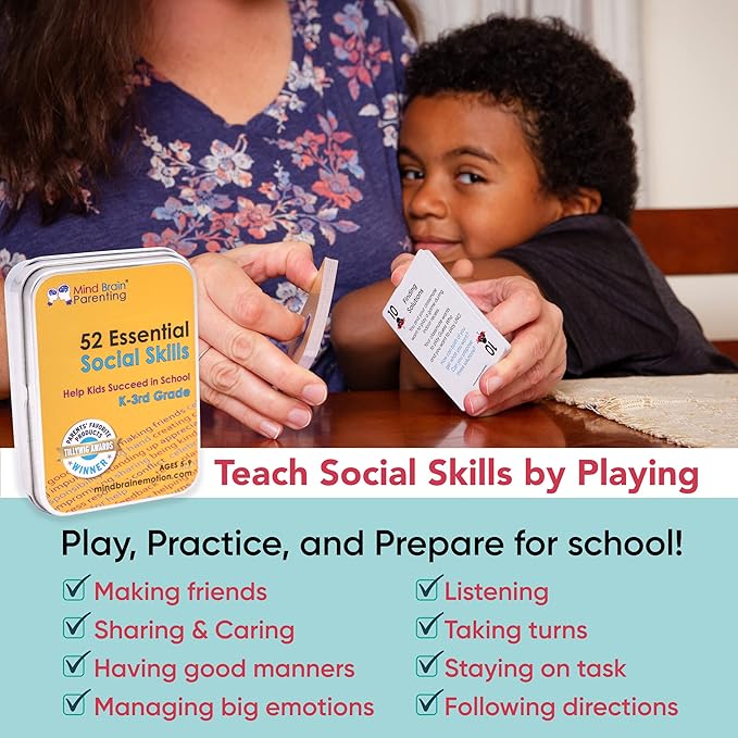 Mind Brain Emotion 52 Essential Social Skills Lessons & Teaching Tool Kit - Social Emotional Learning Activities for Parents, Teachers, School Counselor (Kindergarten, Elementary Kids)