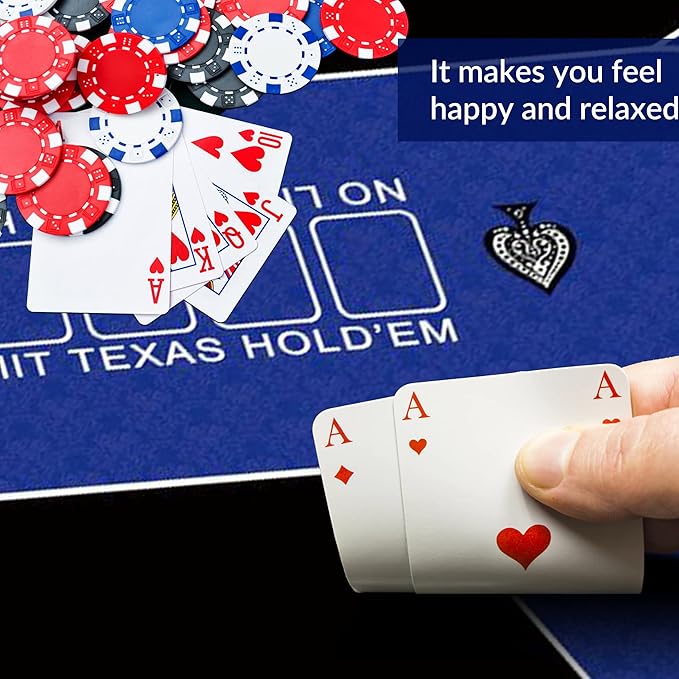 nuveti 79 x 39 Foldable Texas Poker Card Tabletop Layout Portable Anti-Slip Rubber Board Game Mat Smooth Premium Surface, Noise Reduction Poker Mat for Table