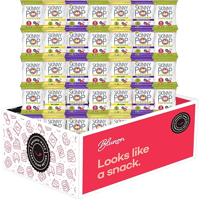 Skinny Pop Popcorn Variety Pack - Snack Bags Assortment Gluten Free - Care Package Gift Box (35 Count)