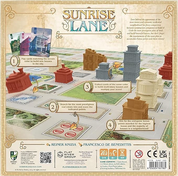 Sunrise Lane - Strategy Board Game, Real Estate & Building, 2-4 Players, 45 Mins, Ages 8+