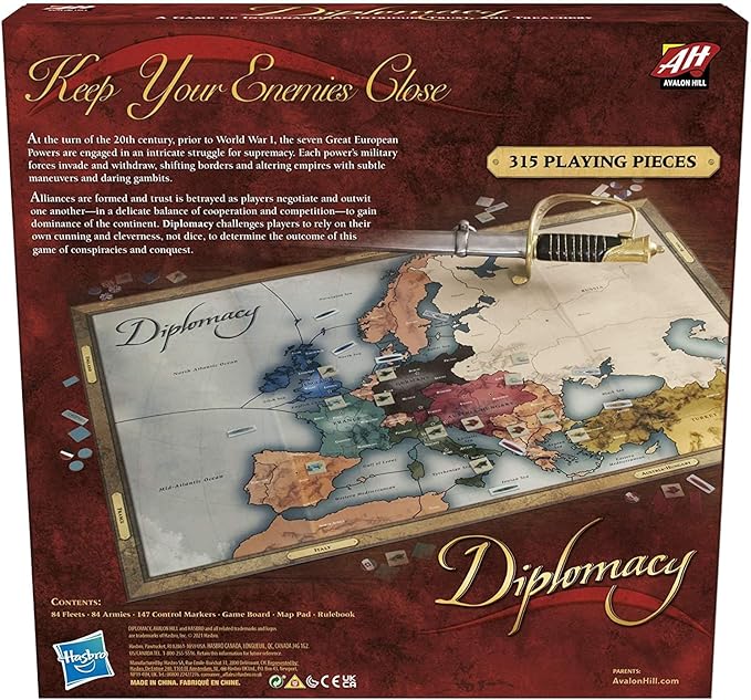 Hasbro Gaming Avalon Hill Diplomacy Cooperative Board Game, European Political Themed Strategy Game, Ages 12 and Up, 2-7 Players