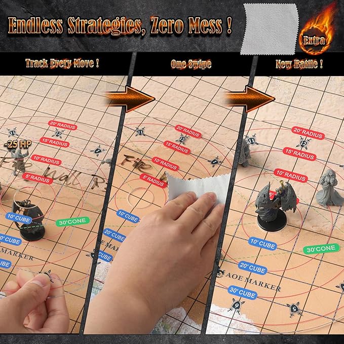 D&D 5e Damage Template with 1" Center Hole - 30' Cube/Cone Acrylic AOE Measurer, RPG Alignment Tool for Precise Spell Casting, Tabletop Gaming Accessories & DM Gifts, Tools for Dungeons and Dragons