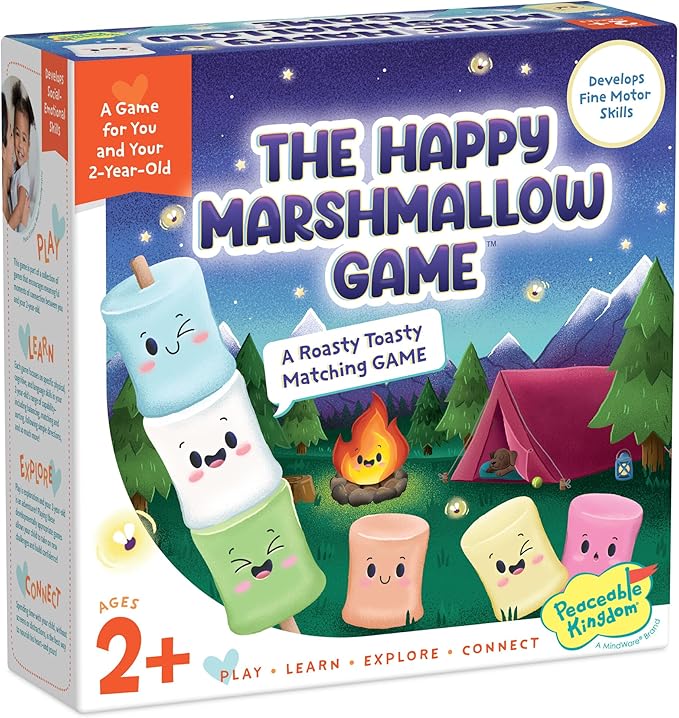 Peaceable Kingdom Happy Marshmallow Toddler Game - Develops Fine Motor Skills and Color Matching for Kids Ages 2 and Up
