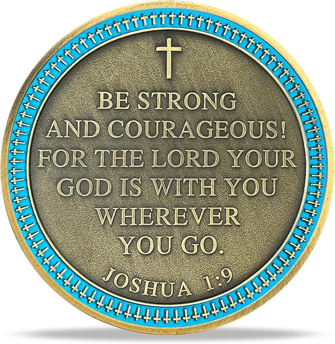Half-Face Jesus Lion Religious Coin Inspirational Bible Verse Medallion Faith-Based Gifts for Spiritual Encouragement for Men & Women