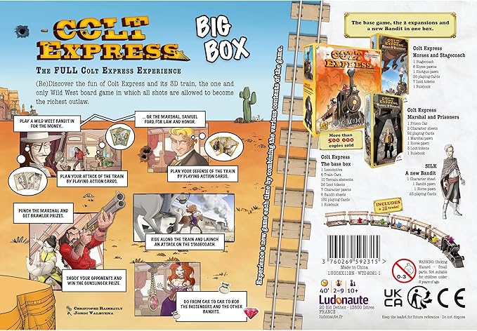 Colt Express BIG BOX - Wild West Adventure Board Game, Strategy Game for Kids & Adults, 2-9 Players, 40 Min Playtime, Ludonaute