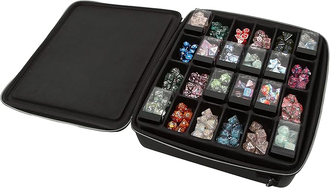 Forged Dice Co. Double Dice Tray Dice Case - Holds 40 Plastic Dice Storage Cubes or 14 Dice Per Section up to 560 Total Dice - Dice Tray and Display Case Compatible with Chessex Cubes and DnD Dice