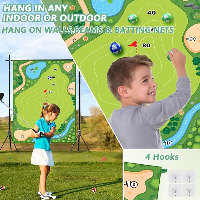 Battle Golf Game Chipping Mat - 37pcs Sticky Golf Pro Games Practice Mats Indoor Outdoor Games for Adults Family Kids Battle Golf Royale Game Play Equipment Stick Chip