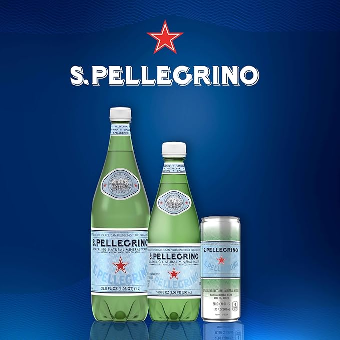 S.Pellegrino Sparkling Natural Mineral Water, Plastic Bottles, 16.9 Fl Oz (Pack of 12)