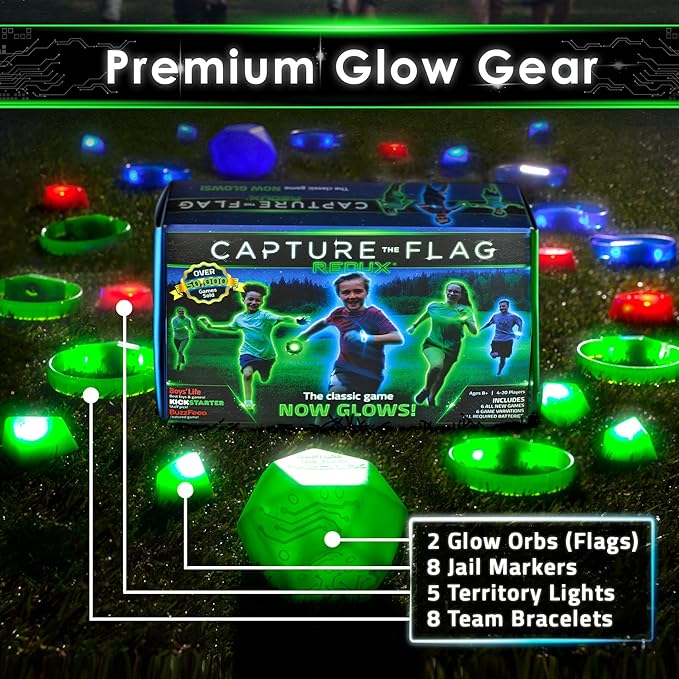 Redux: The Original Glow in The Dark Capture The Flag Game | Ages 8+ | Outdoor Games for Kids and Teens | Glow in the Dark Games | Sports Gifts for Boys | Alternative to Laser Tag Guns & Flag Football