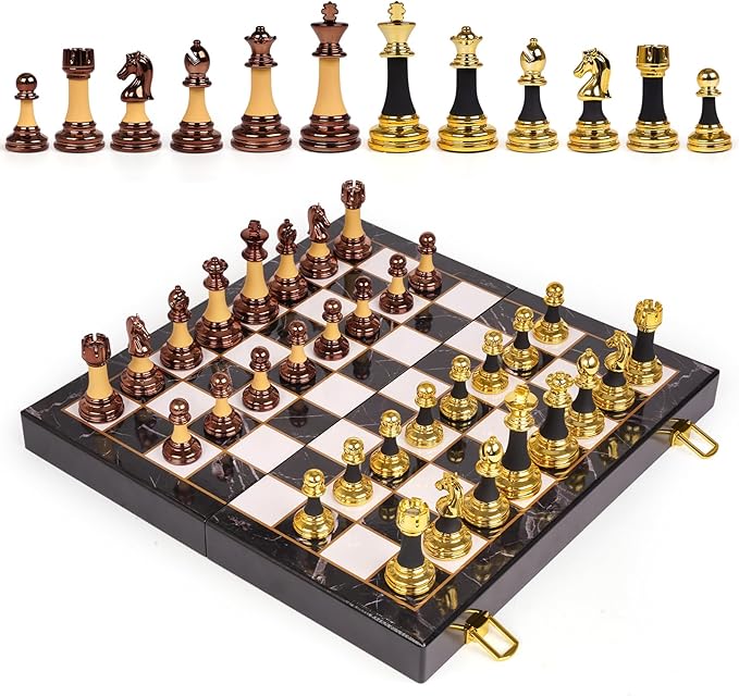 15" Acrylic Chess Sets for Adults Kids with Zinc Alloy + Acrylic Chess Pieces & Portable Folding Wooden Chess Board Travel Tournament Chess Set Strategy Board Game Gift – Chessmen