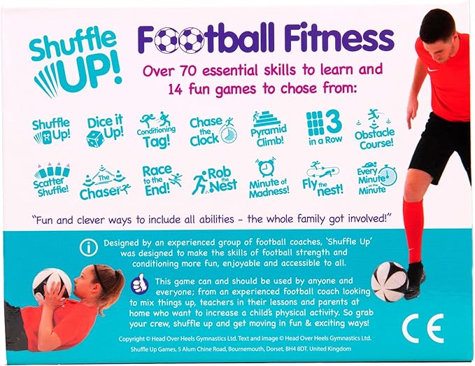 Shuffle Up Soccer Card Games - 70+ Fun & Active Skills Cards for Kids, Fitness Cards Develop Fundamentals, Stamina & Strength, Easy to Play for Kids | Multiple Skill Level Cards Include 2 Dices