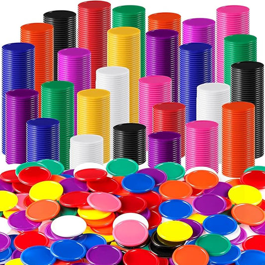 Coopay 5000 Pieces 1 Inch Bingo Chips Bulk, 10 Colors Bingo Markers for Math Practice, Plastic Learning Counters Disks Counting Discs and Poker Chips Game Tokens Kids Reward