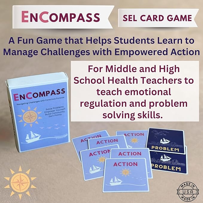EnCompass Card Game – Build Problem-Solving Skills to Handle Life’s Challenges| Empower Emerging Adults to Overcome Peer Pressure, Anxiety & Real-Life Obstacles | SEL Classroom Activity