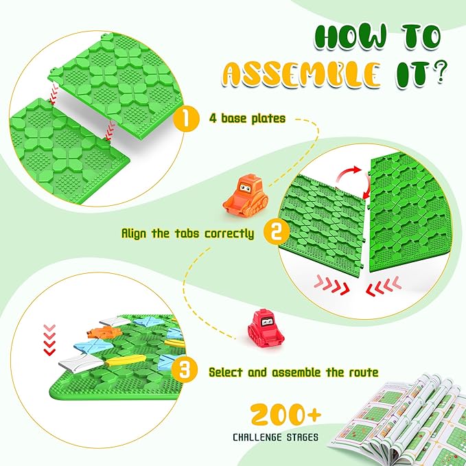 Road Builder Kids Logic Toys: Large Puzzle STEM Board Games, Educational Montessori Toys Birthday Gifts for Age 4-8 Year Old (Green)