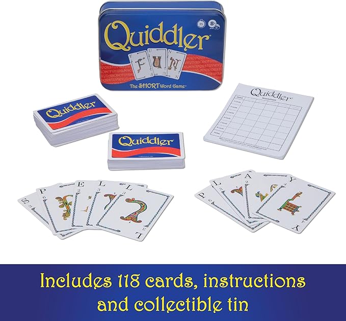 Quiddler Card Games - Collector's Tin, Fun Family Games for Kids & Adults, Multi-Player, Ages 8+