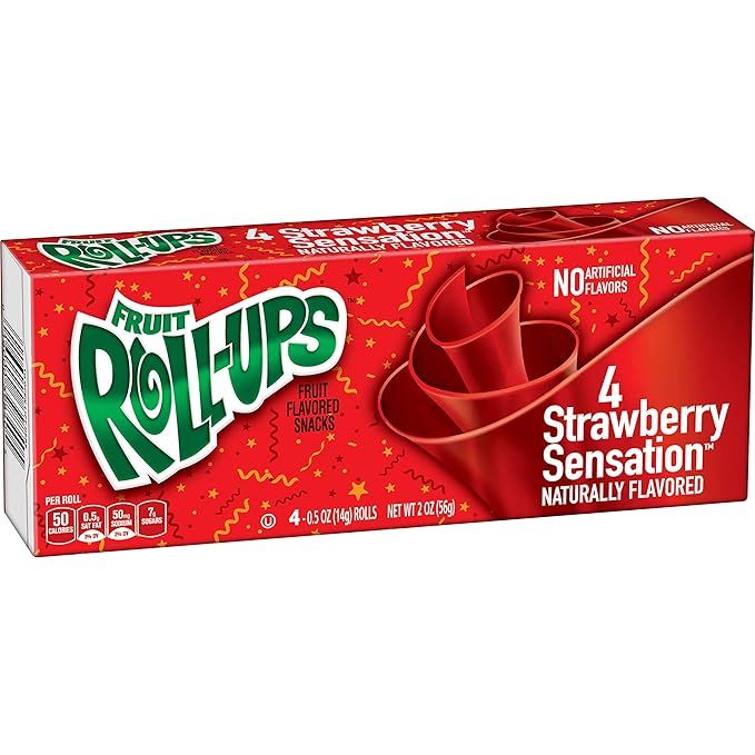 Fruit Roll-ups Fruit Flavored Snacks, Strawberry, 4-count Rolls
