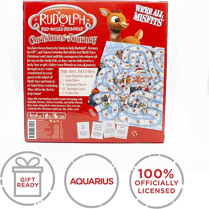 AQUARIUS Rudolph The Red-Nosed Reindeer Board Game - Fun Family Christmas Gift for Kids & Adults - Officially Licensed Rudolph Merchandise & Collectibles