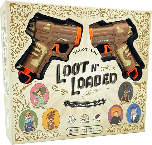Loot N' Loaded - The Quick Draw and Item Collecting Card Game with Toy Guns, Great Addition to Your Family, Adult, and Party Games, 2-6 Players