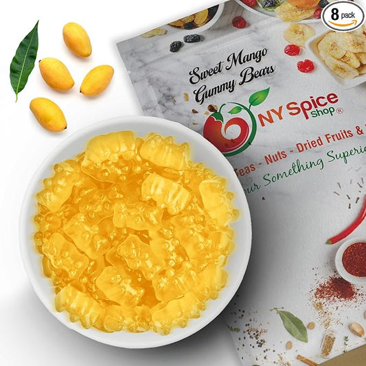 NY Spice Shop Sweet Mango Gummy Bears Bulk - 8 Ounce Gummies Bears Candy - Gummies Fruit Snacks - Chewy Candy - Flavor Gummy Candies - Gummi Bear Gift For All Occasions