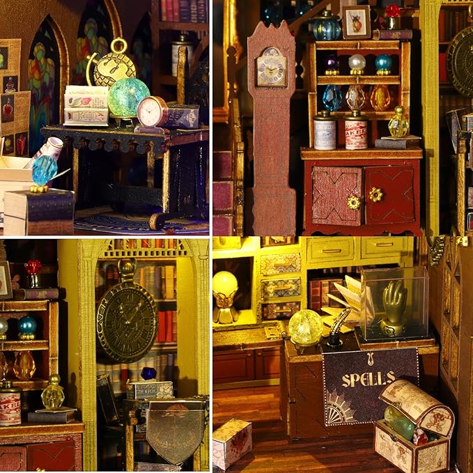 DIY Miniature House Kit Tiny House Model Kit with Open-able Door, DIY Wooden Dollhouse Miniature Kit for Adults Teens, Creative Crafts Book Nook Magic Model Kits, Home Decor